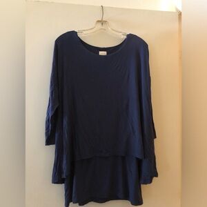 Chicos Navy Blue Tunic Top Size 2